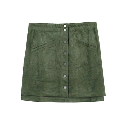 JJparty-G545 Women faux suede elasticated waist cargo mini skirt