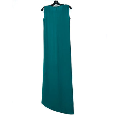 JJparty-8A59 Women solid V-neck front drape high-low design asymmetric hem day dress
