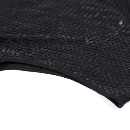 JJparty-I720 Women Fully sequined jersey round neck sleeveless mini party dress