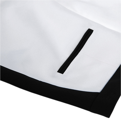 JJparty-G470 Women color-block suiting fabric mid waist flapped pocket mini skirt