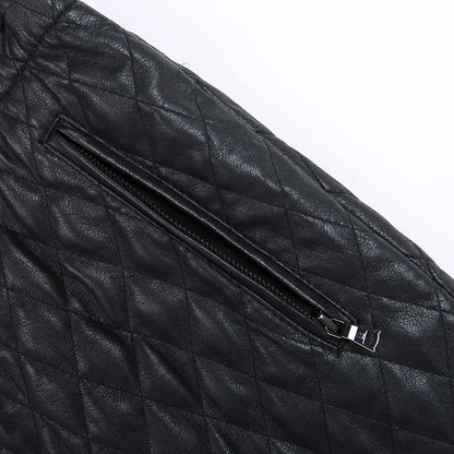 JJparty-S253 Women faux leather diamond quilted mini skirt