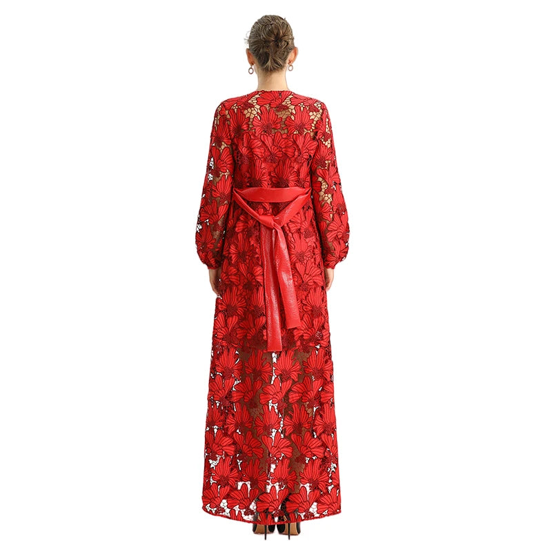 JJparty-C165-1 Women cut out embroidery maxi evening dress