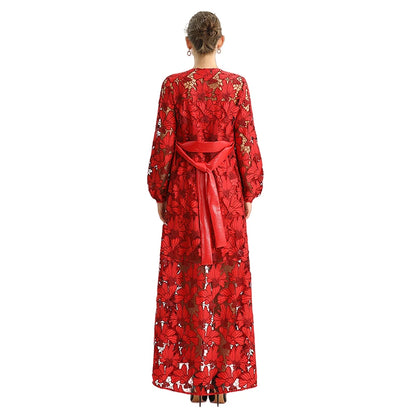 JJparty-C165-1 Women cut out embroidery maxi evening dress