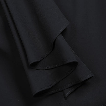 JJparty-2A56 Women solid round neck front draped design cut-out waist asymmetric hem day dress