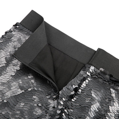 JJparty-C104 Women silk fully sequinned party min skirt