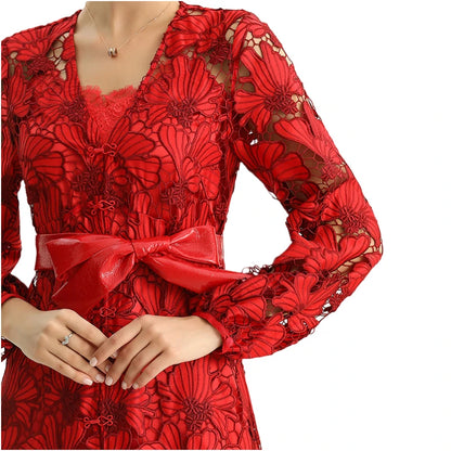 JJparty-C165-1 Women cut out embroidery maxi evening dress