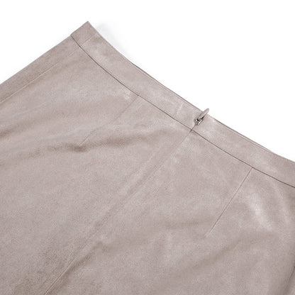 JJparty-G643 Women solid faux suede mock wrap mini skirt