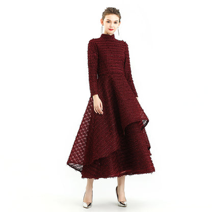 JJparty-D120 Girls All-over embroidered ribbon detailing long sleeves evening midi gown
